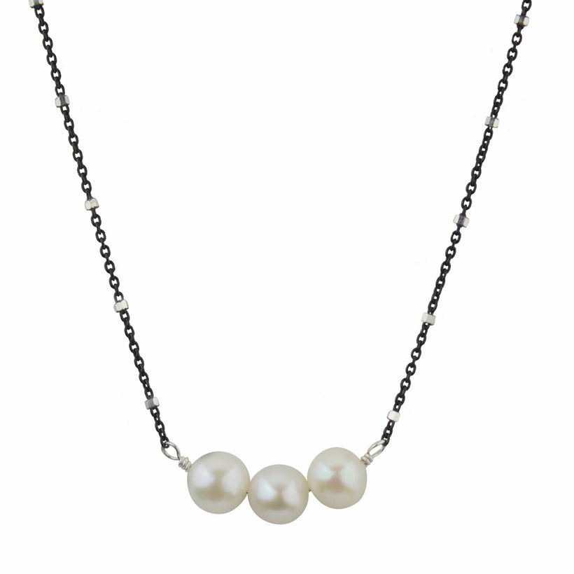 Pearls on Chain | Pearl Station Necklace | &quot;Tin Cup&quot; Pearl Necklace | Adjustable Necklace