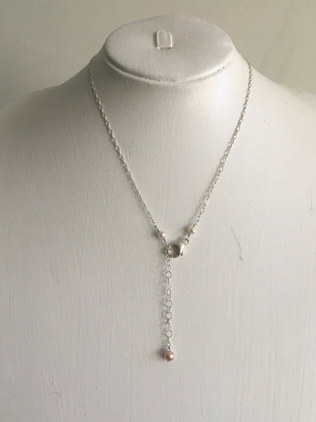 Cascading Pearl Necklace on Sterling Silver Chain Jewelry, Necklace, Choker Bourdage Pearl Jewelry    sherri bourdage