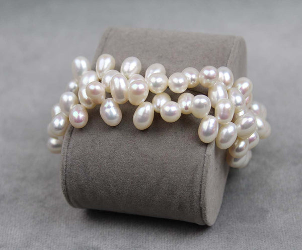Dancing Pearl "Tango" Double Strand Bracelet | 6x8mm head drill Freshwater Cultured Jewelry,Bracelet Bourdage Pearl Jewelry    sherri bourdage