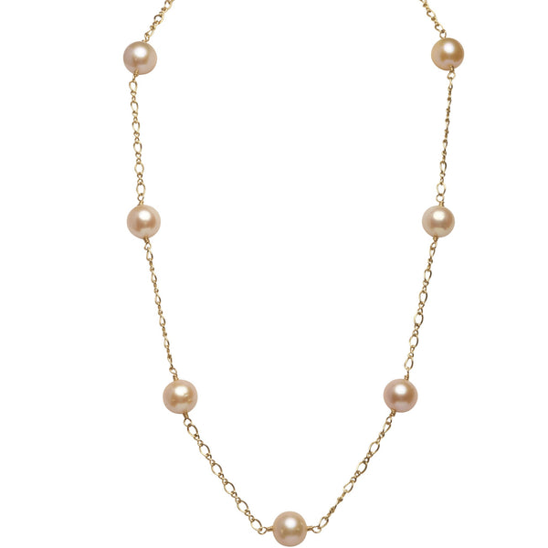 Peach Pearl Station Necklace | AAA Natural Freshwater Cultured Pearls | Professional Jewelry Jewelry,Necklace,Choker Bourdage Pearl Jewelry    sherri bourdage