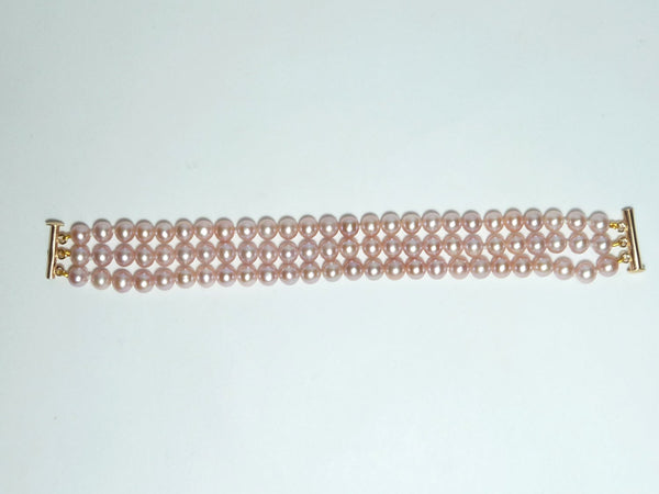 Pink Pearl Triple Strand Bracelet | AAA 6-6.5mm Natural Freshwater Jewelry,Bracelet Bourdage Pearl Jewelry    sherri bourdage