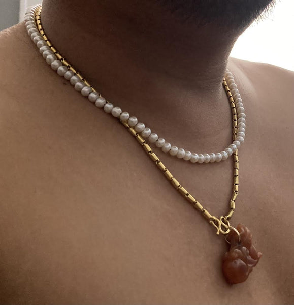 Real Pearl Necklace for Men | Single Strand Choker | Cultured Freshwater Pearls | Black Knotting Jewelry, Necklace, Pendant Bourdage Pearl Jewelry    sherri bourdage