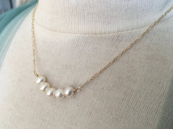 Real Freshwater Pearl Pendant Necklace | Five Pearl Choker | Bridesmaid Gift | 30th Birthday Gift for Her Jewelry, Necklace, Choker Bourdage Pearl Jewelry    sherri bourdage