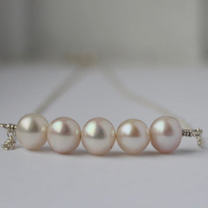 Real Freshwater Pearl Pendant Necklace | Five Pearl Choker | Bridesmaid Gift | 30th Birthday Gift for Her Jewelry, Necklace, Choker Bourdage Pearl Jewelry    sherri bourdage