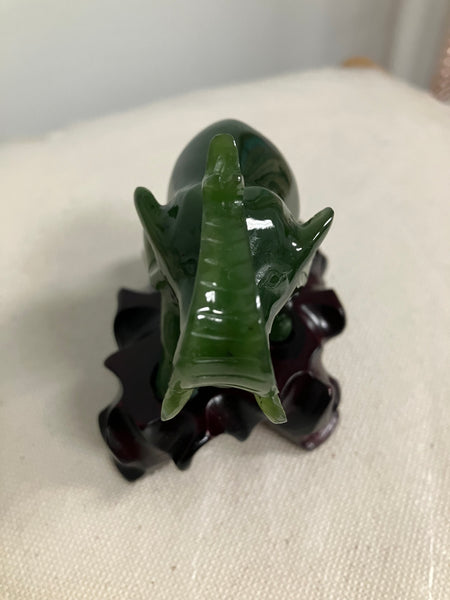 Jade Elephant Figurine on Teak Wood Base | Hand Carved | Attorney Gift | Jewelry, Necklace, Pendant Bourdage Pearl Jewelry    sherri bourdage