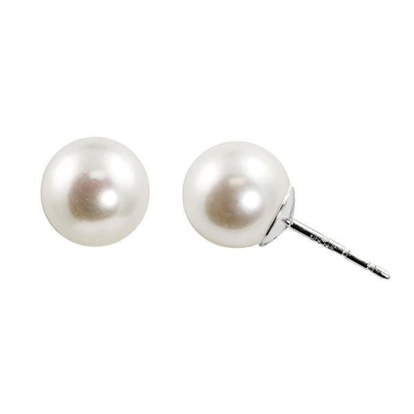 Cultured Saltwater Akoya Pearl Stud Earrings 7mm Round 14K White Gold Backings Jewelry,Earrings Bourdage Pearl Jewelry    sherri bourdage