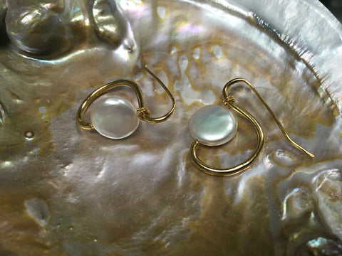 Coin Pearl Earrings | Natural White Genuine Cultured Pearls Jewelry,Earrings Bourdage Pearl Jewelry    sherri bourdage