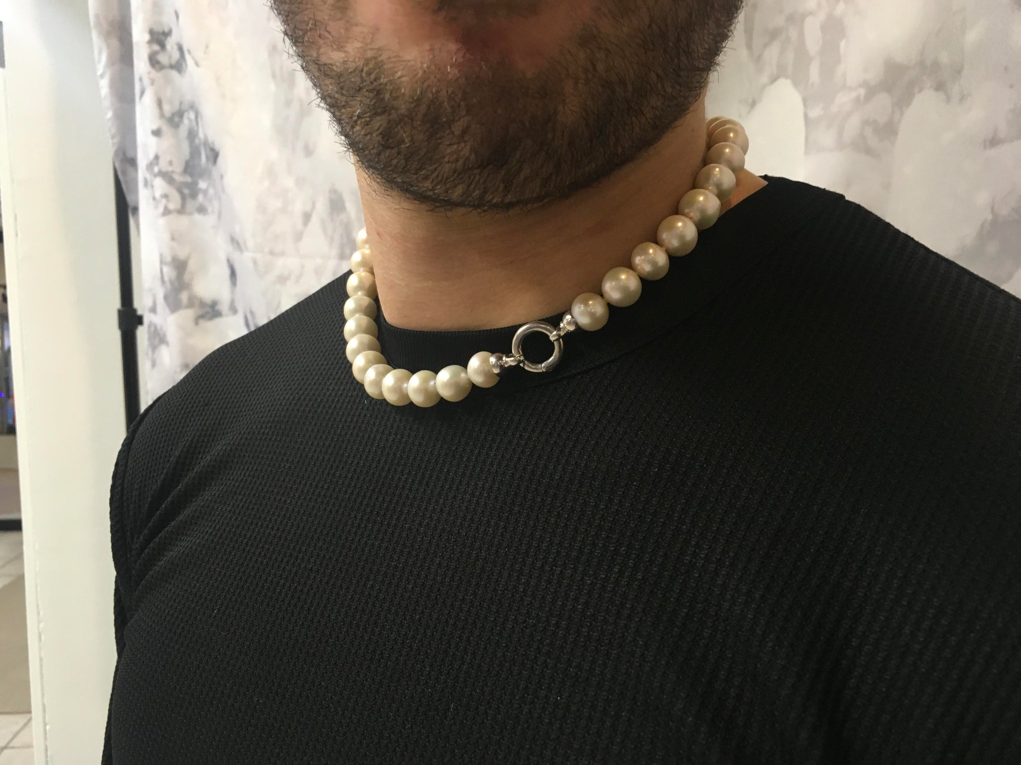 Large 9mm Cultured Freshwater Pearl Choker Necklace for Man Jewelry, Necklace, Choker Bourdage Pearl Jewelry    sherri bourdage