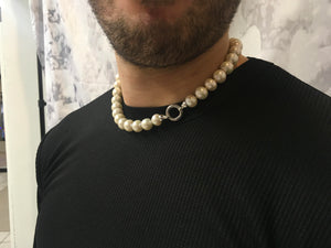 Large 9mm Cultured Freshwater Pearl Choker Necklace for Man Jewelry, Necklace, Choker Bourdage Pearl Jewelry    sherri bourdage