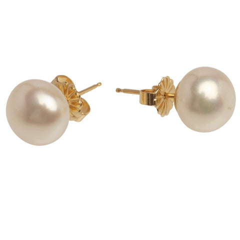 6-7mm Pearl Button Earrings | Natural White Freshwater Cultured | 14k Yellow Gold | Graduation Gift | Wedding Jewelry Jewelry,Earrings Bourdage Pearl Jewelry    sherri bourdage