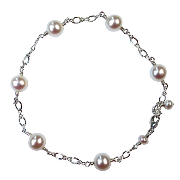 Add On Pearl Bracelet  | Adjustable Real Pearls on Gold or Silver Chain. Freshwater Cultured Station Bracelet Pearl Gift Under 100 Jewelry,Bracelet Bourdage Pearl Jewelry    sherri bourdage