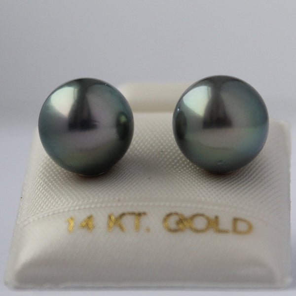Black Cultured Tahitian Pearl (9mm) Stud Earrings in 14K White Gold Jewelry,Earrings Bourdage Pearl Jewelry    sherri bourdage