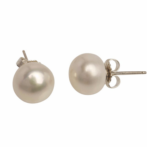 Classic Button Cultured Pearl Post Earrings 7mm Natural White Freshwater Jewelry,Earrings Bourdage Pearl Jewelry    sherri bourdage