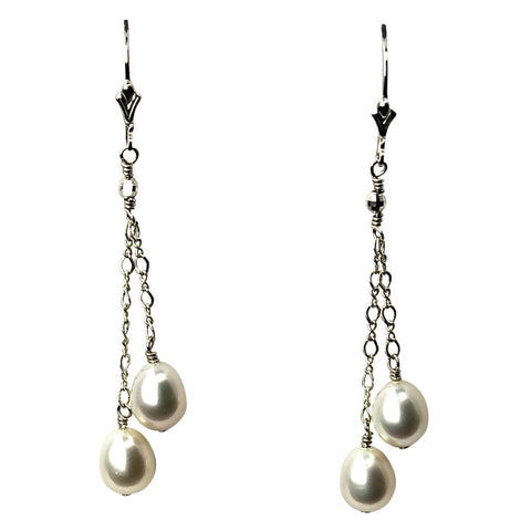 Dangle Earrings with Two Pearls | Genuine Cultured Freshwater Pearls | Professional Jewelry Jewelry,Earrings Bourdage Pearl Jewelry    sherri bourdage