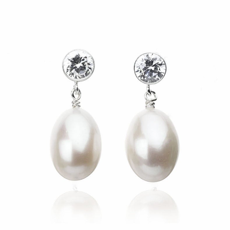 Dangle Post Pearl Earrings- Simple Post Drop Freshwater Cultured Earrings - Genuine Cultured Pearls Jewelry,Earrings Bourdage Pearl Jewelry    sherri bourdage