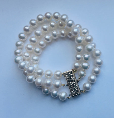 Pearl Clasp - 4-Strand 12.5 mm x 23.5 mm Sterling Silver
