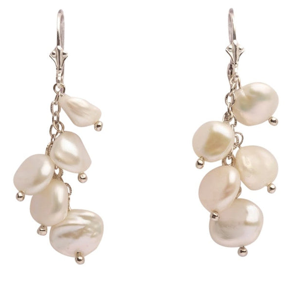 Keshi Pearl Cluster Dangle Earrings | AAA 4-6mm Natural White Genuine Cultured Pearls Jewelry,Earrings Bourdage Pearl Jewelry    sherri bourdage