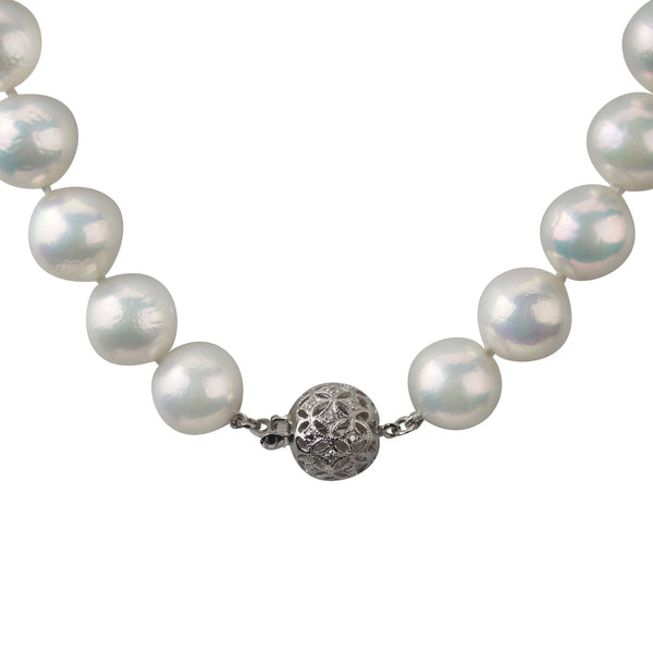 Large Graduated Cultured Freshwater Pearl Necklace with Diamond Clasp Jewelry, Necklace, Choker Bourdage Pearl Jewelry    sherri bourdage