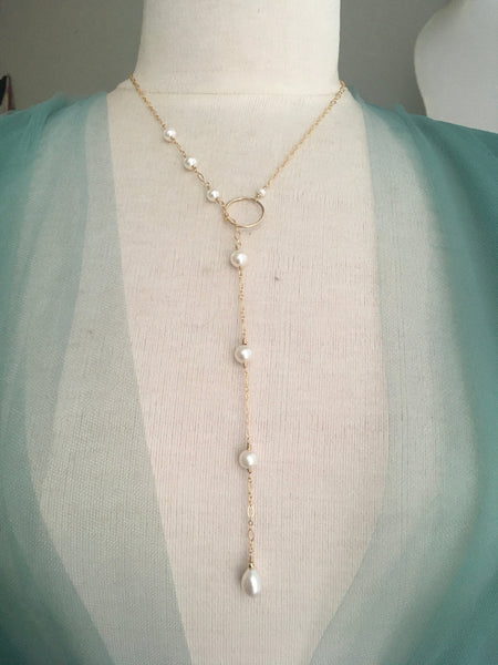 Real Pearl Necklace on Gold Chain, Long Pearl Pendant Necklace, Cultured Freshwater Pearls, Long Station Necklace, Y Necklace, Gift for Woman Jewelry, Necklace, Pendant Bourdage Pearl Jewelry    sherri bourdage