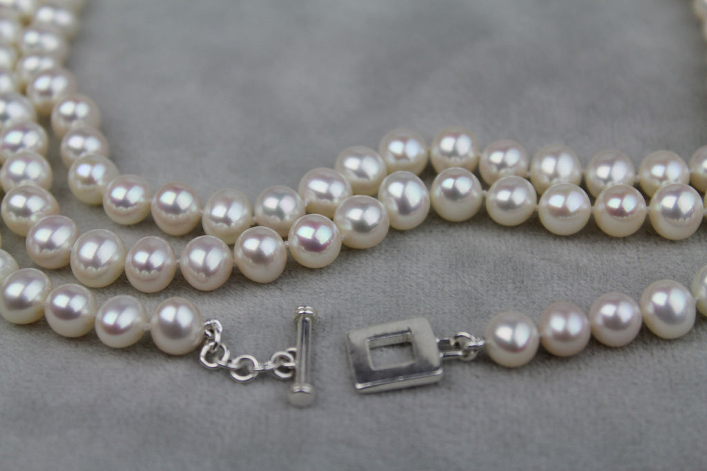 Long Single Strand Pearl Necklace | AAA 7.5-8mm Natural White