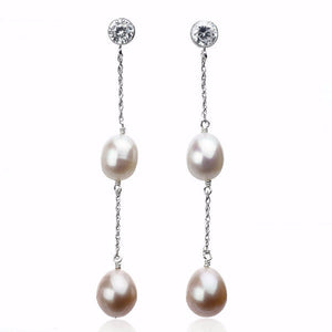 Pink pearl online dangle earrings