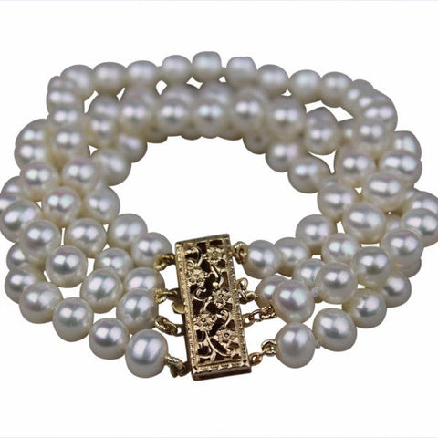 Pearl 4 Strand Bracelet with 14K Gold Fill Clasp Jewelry,Bracelet Bourdage Pearl Jewelry    sherri bourdage