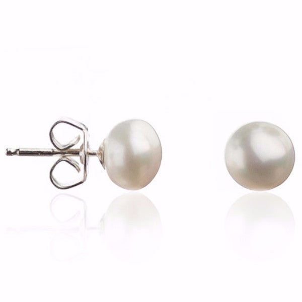 Pearl Button Earrings | AA 5mm Natural White Freshwater Cultured | Sterling Silver Posts Jewelry,Earrings Bourdage Pearl Jewelry    sherri bourdage