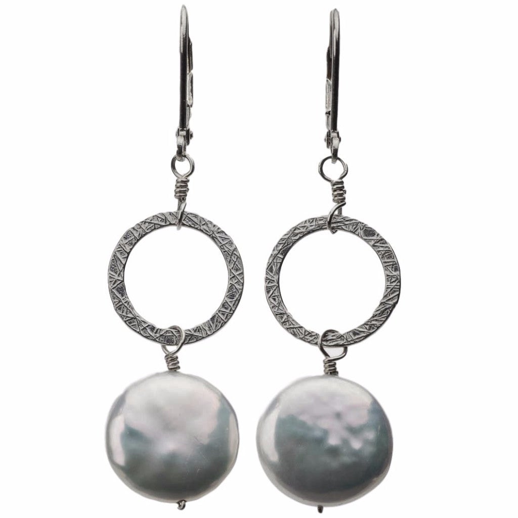 Pearl Earrings Coin and Hoop | Genuine Cultured Pearls – Bourdage Pearls
