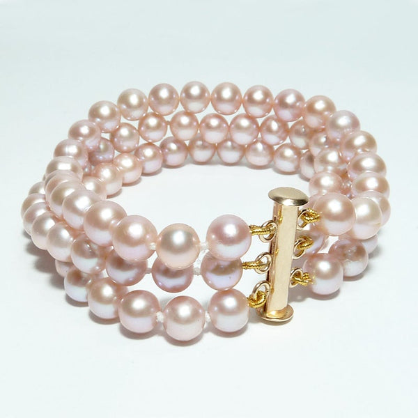 Pink Pearl Triple Strand Bracelet | AAA 6-6.5mm Natural Freshwater Jewelry,Bracelet Bourdage Pearl Jewelry    sherri bourdage