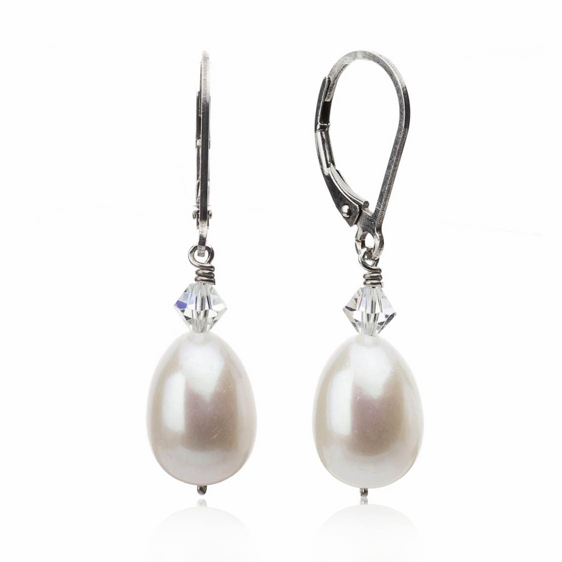 Real Pearl Dangle Earrings with Swarovski Crystal | Genuine Freshwater Cultured Pearls Jewelry,Earrings Bourdage Pearl Jewelry    sherri bourdage