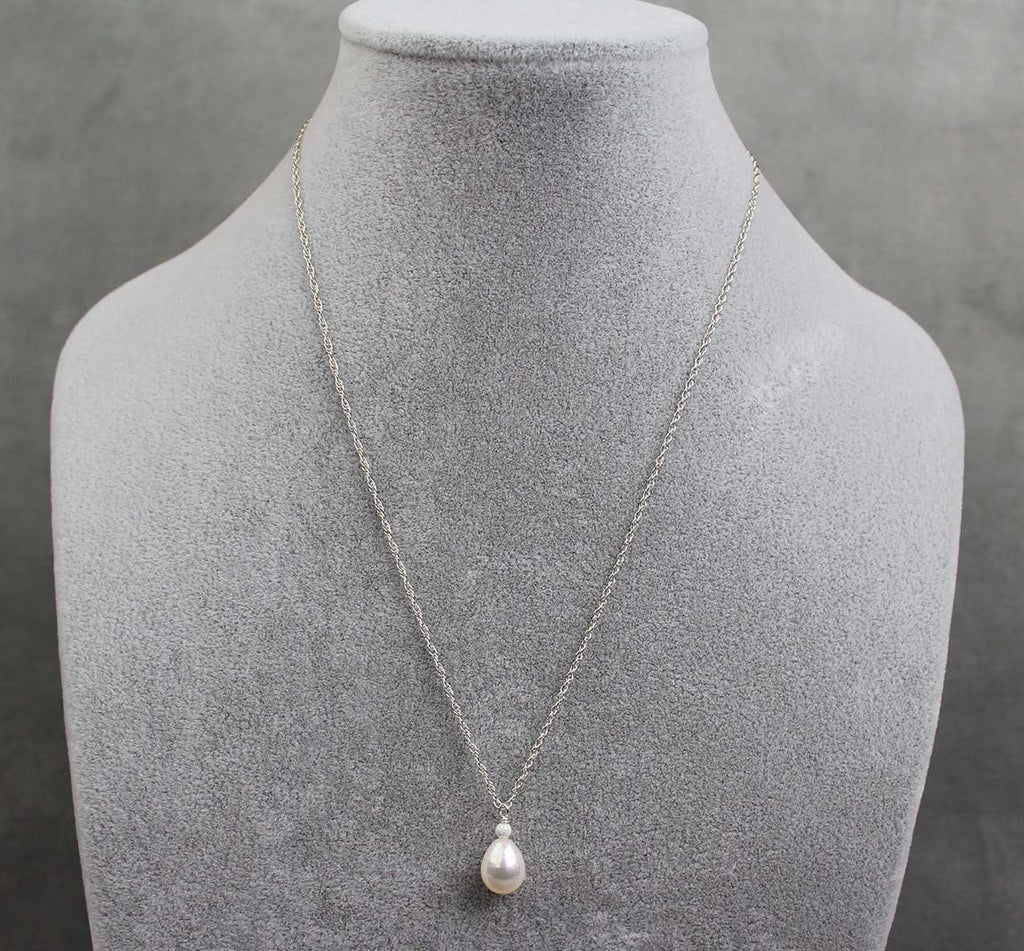 White Single Pearl Choker Necklace Simple Pearl Drop Necklace