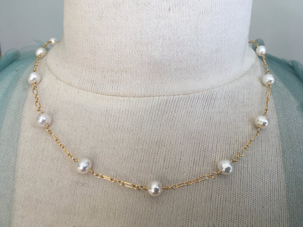 Station Pearl Necklace | AAA 6-7mm Natural White Freshwater Cultured Jewelry,Necklace,Choker Bourdage Pearl Jewelry    sherri bourdage