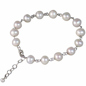 Tin Cup Pearl Bracelet | AAA 6-7.5mm White Semi-Round Freshwater Cultured Pearls | Adjustable Jewelry,Bracelet Bourdage Pearl Jewelry    sherri bourdage