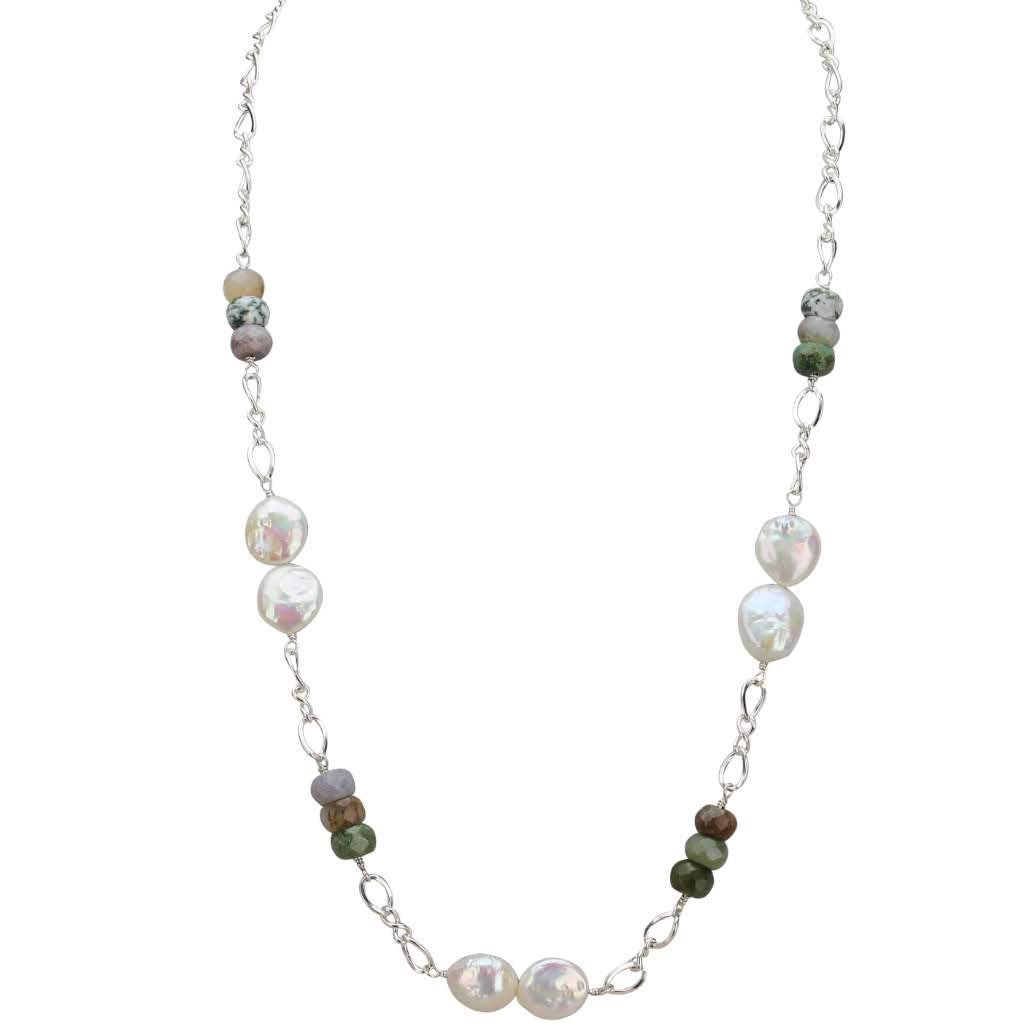Unique Pearl and Semi Precious Stone on Chain Jewelry, Necklace, Choker Bourdage Pearl Jewelry    sherri bourdage