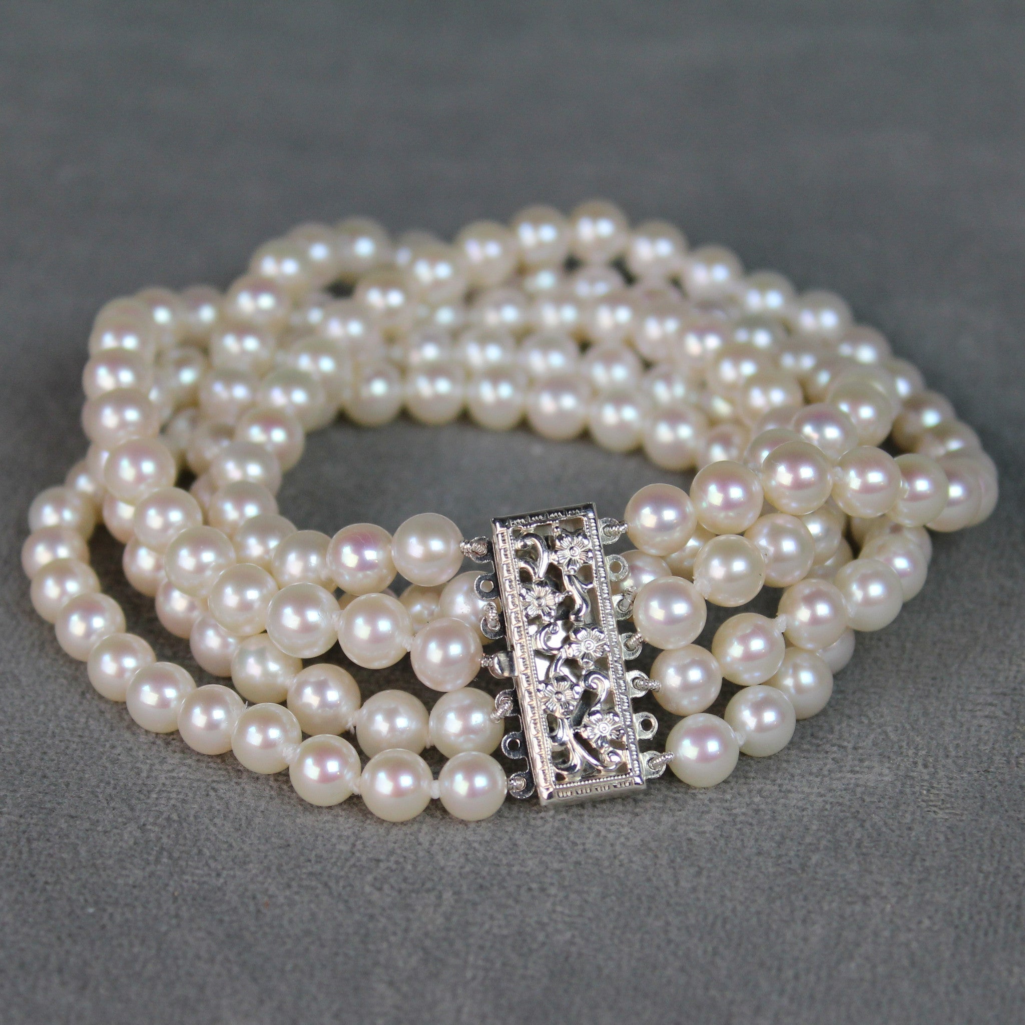 White Pearl Multi-Strand Bracelet | AAA 5.5mm Round Freshwater Pearls Jewelry,Bracelet Bourdage Pearl Jewelry    sherri bourdage